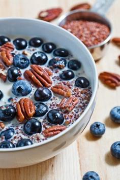 Quinoa Porridge with Blueberries and Pecans #healthy #breakfast #recipe