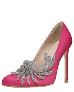 Swan Embellished Satin Pump, Cranberry by MANOLO BLAHNIK wedding dream shoe!