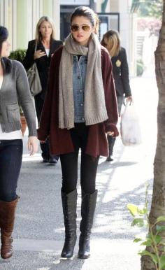 Cold weather - sweaters, leggings, leather boots and chunky scarves