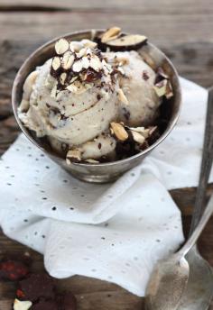 Swiss Almond Dairy Free Ice Cream, favorite ice cream recipe. Use less dates, make just vanilla base without nuts/cacao. Add basil and mint tea leaves when wanted.