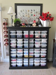 
                    
                        An old dresser, without the drawers!! Brilliant storage idea!!!
                    
                