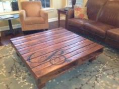 Monogrammed pallet coffee table.