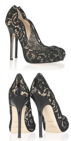 black lace high heels