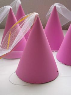 The girls could wear these, and the boys could wear a crown... Make them plain and then decorate at the party?  kids birthday party idea.  girls party decorations and favors.  i would use as a table setting on plate to add color to table and then have them decorate