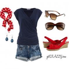 "4th of July Outfit: scarf headband & espadrilles!" by getsnazzy ❤ liked on Polyvore