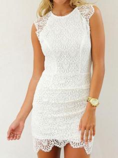 
                    
                        White, Crochet Lace, Sleeveless, Bodycon Dress, Lace Dress
                    
                