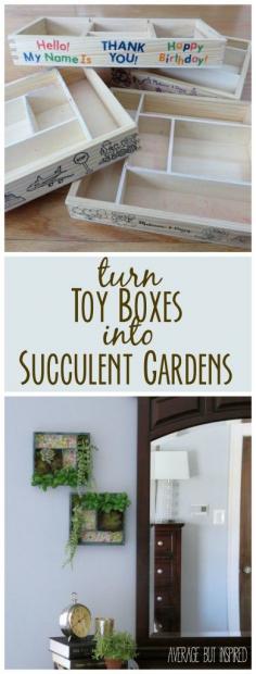 
                    
                        So clever!  Upcycle Melissa & Doug toy containers into succulent gardens for your home!
                    
                
