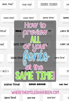 
                    
                        How to Preview ALL of Your Fonts at the Same Time! This is a great time-saver when deciding on fonts for a project! Work smart, not hard!
                    
                