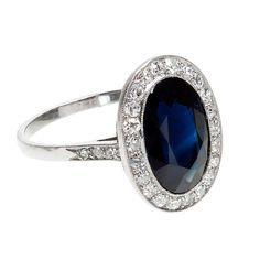 
                    
                        Cartier Royal Blue Sapphire And Diamond Platinum Ring, ca. 1920s
                    
                
