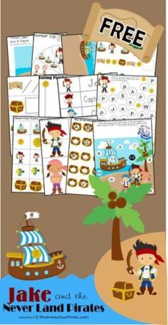 FREE Jake and the Neverland Pirates Worksheets for Kids #disney #preschool #homeschool #worksheetsforkids