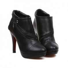 Black Zipper Ankle Booties, I want a pair of these... I like how the ankle dips a little lower to help elongate the leg
