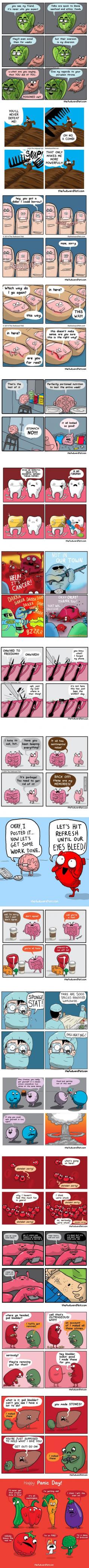 Some of The Awkward Yeti Comics. The tooth one is the tooth saying something like If you keep eating all those sweets youll get a cavity! and then I told you so! - more funny things: http://hotfunnystuff.com