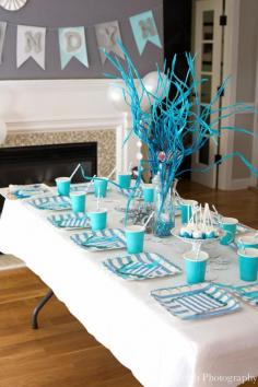 Disney Frozen Birthday Party Ideas it would be neat to spray paint sticks and add glitter for centerpiece!