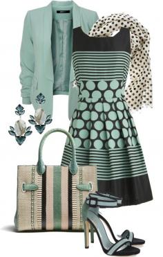 "stripes and dots" by sagramora on Polyvore I like the idea of the polka dots & stripes- maybe a different color tho.