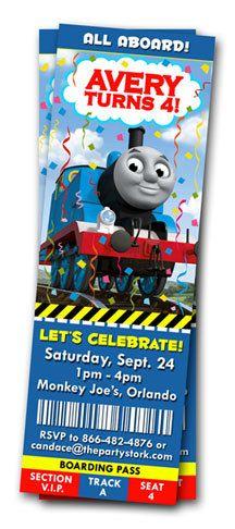 Thomas the Train Birthday Invitations: Printable Tank Engine Ticket Party Invitation YOU Print, Matching Printables Available on Etsy, $11.00