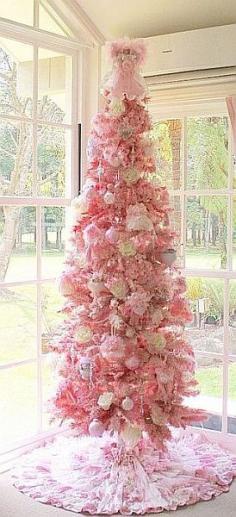 pink shabby chic Christmas tree #pink #pinkChristmas #christmas #holiday