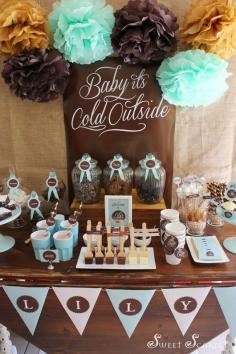 Hot Cocoa Bar - winter baby shower idea