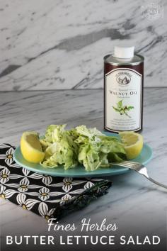 
                    
                        Fines herbes (no that is not a typo) and walnut oil transform a simple butter lettuce salad into a refreshing, palate-cleansing, stand-out, but non-competing accompaniment to your main course.
                    
                