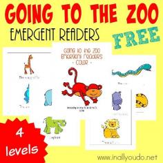 Taking a trip to the Zoo this year? Grab these SUPER CUTE Zoo Animals Emergent Readers for your little ones to practice their reading! 4 different levels :: www.inallyoudo.net