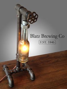 
                    
                        Industrial Brewery Lamp - Blatz Brewing Company - Steampunk Fixture - Bar Decor Lighting. $155.00, via Etsy.
                    
                