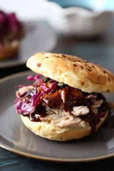 
                    
                        Asian Pulled Pork Sandwich | lemonsforlulu.com | This pulled pork recipe is fulled with Asian flavor.  The bbq sauce is touched with ginger that is balanced perfectly by the tangly slaw.  The wasabi mayo rounds out the flavors.
                    
                