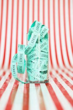 Vintage Carnival Themed Baby Shower: Ticket Center Piece.