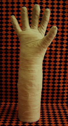 Grungy Primitive Halloween Mummy Hand Decoration Right, via Etsy