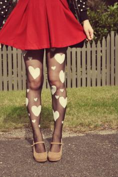 DIY Heart Tights! #diy #love I bet it would work for other designs too! / tights / leggings / DIY / fall / winter / heart tights / heart / heart leggings / fall fashion / fall style / winter fashion / winter style / spring / spring style / spring fashion