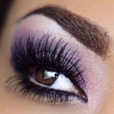 Such lovely and long eyelash with pretty purple eye shadow.