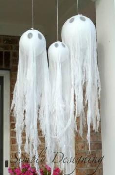 Pottery Barn Knock-Off Hanging Ghosts - simple and easy knock-off craft for a fraction of the original price | by Simply Designing with Ashley  #pbknockoff #knockoff #halloween #ghosts #halloweendecor