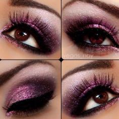 Prom Request using MAC's reflects transparent pink. The powder actually shows up a vibrant pink over dark shadows (love)☺In crease is dark purple from MAC's dynamic duo 4; blended out with a sliver shimmer from coastal scents; brow bone is MAC's whistle satin. With MAC's reflects pat all over upper lid with a brush pressing in, then for a more vibrant appearance, mix a tiny bit with eye drops or water and lightly apply. Lashes MAC #48 :) p.s. trying my best to complete all your requests  ...