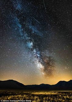 
                    
                        This image, Perseid Meteor Shower 2012, is a merge of five photos taken in Italys Castelluccio di Norcia during a meteor shower in the night sky Umbria Perugia
                    
                