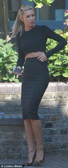 Abbey Clancy Style: Black Cropped Tops and Black Pencil Skirts