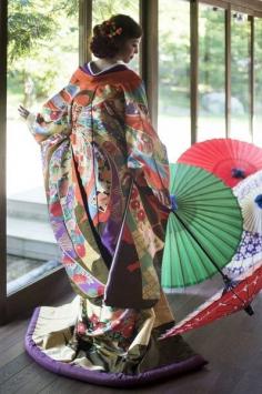 Woman in kimono with parasol
