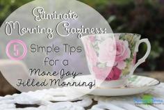 Eliminate Morning Craziness: Creating New Morning Routines - by Raising Clovers  Here are 5 Simple Tips For A More Joy-Filled Morning! Life seems to just keep getting crazier and crazier on every front-time for new morning routines. http://www.raisingclovers.com/2015/07/02/eliminate-the-morning-craziness/