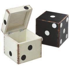 Set of two distressed wood boxes painted like dice.     Product: Dice boxConstruction Material: MDFColor: ...