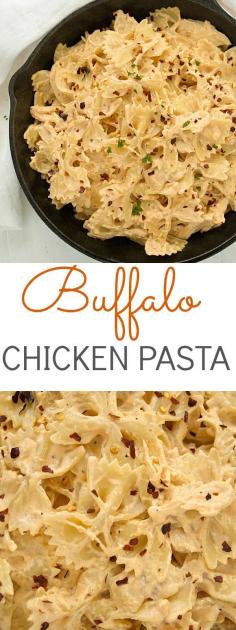 
                    
                        An incredible buffalo chicken pasta recipe - perfect for the games! Also is perfect anytime of the year!
                    
                