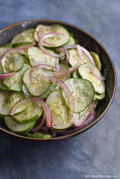 
                    
                        Onion Cucumber Salad Recipe shewearsmanyhats.com
                    
                