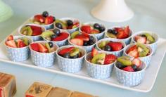 Glorious Treats: Vintage Bunting Baby Shower....cute fruit cups