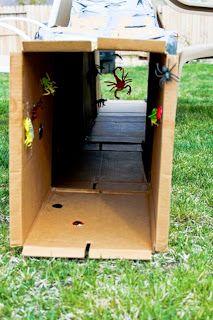 Tunnel of bugs, snake pit swing, satchels for party goers for Bryn's Indiana Jones party [The Busy Bird: Indiana Jones Birthday Party}