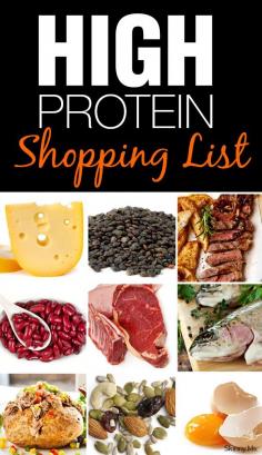 High Protein Shopping List - Protein is power—at least when you’re losing weight and maintaining a healthier body. #highproteinrecipes #cleaneating #shoppinglist