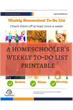 Weekly Homeschool To-Do List Free Printable