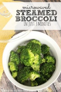 
                    
                        How to steam broccoli in mcrowave.  I’ve always steamed by broccoli on the stove, but not anymore. Steaming broccoli in the microwave is EASIER and takes half the time for perfectly steamed broccoli.
                    
                