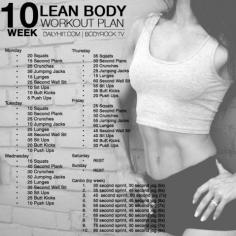 10 Week Lean Body Workout Plan #Workout #Exercise
