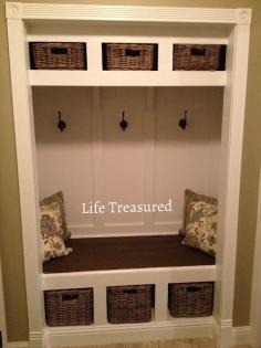 closet turned storage bench. This would be cute for a small mud room