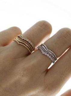 Gold stacking wishbone rings, detailed w/ cubic zirconia, by zizibejewelry on luulla