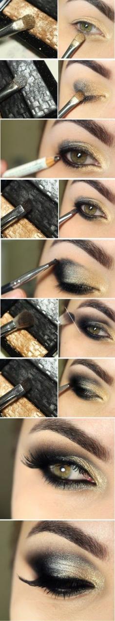 black and gold eye shadow