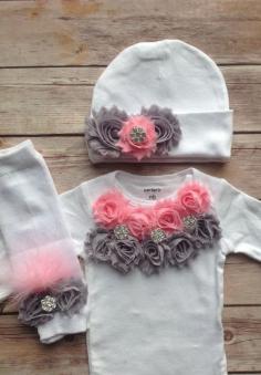 Pink Gray Newborn Outfit Baby Girl