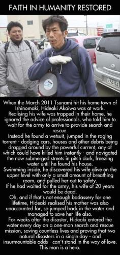Tsunami hero saves his wife and countless lives... Faith in humanity restored.