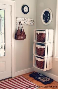 Wooden crate mudroom storage idea